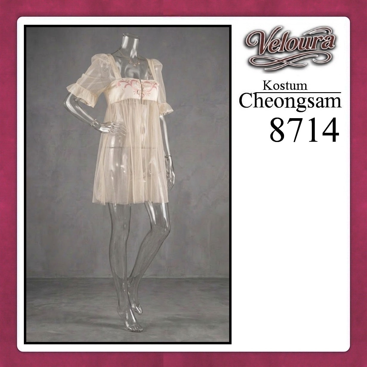 Pekalongan Veloura Pakaian Cheongsam Mini Kostum Lingerie Set Dress Sexy Model Baju China 8714