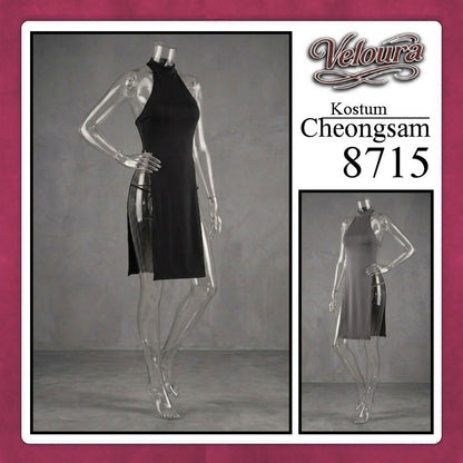 Pekalongan Veloura Pakaian Cheongsam Mini Kostum Lingerie Set Dress Sexy Model Baju China Greey And Black 8715
