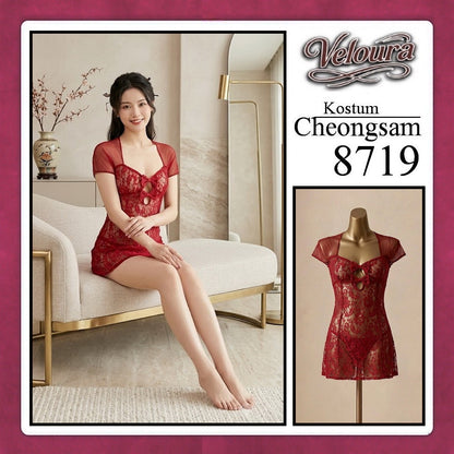 Pekalongan Veloura Pakaian Cheongsam Mini Kostum Lingerie Set Dress Sexy Model Baju China 8719