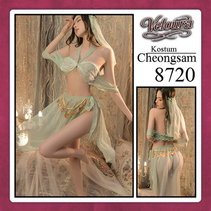Pekalongan Veloura Pakaian Cheongsam Mini Kostum Lingerie Set Dress Sexy Model Baju China 8720