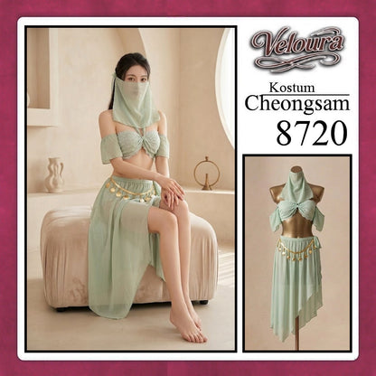 Pekalongan Veloura Pakaian Cheongsam Mini Kostum Lingerie Set Dress Sexy Model Baju China 8720