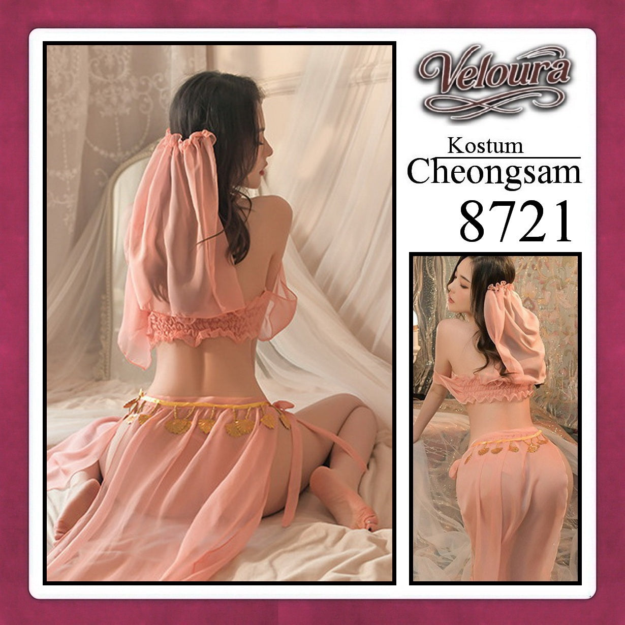 Pekalongan Veloura Pakaian Cheongsam Mini Kostum Lingerie Set Dress Sexy Model Baju China 8721