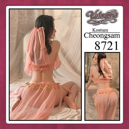 Pekalongan Veloura Pakaian Cheongsam Mini Kostum Lingerie Set Dress Sexy Model Baju China 8721