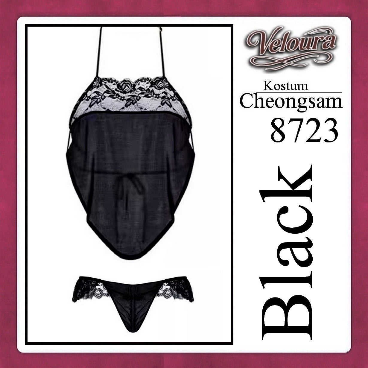 Pekalongan Veloura Pakaian Cheongsam Mini Kostum Lingerie Set Dress Sexy Model Baju China 8723