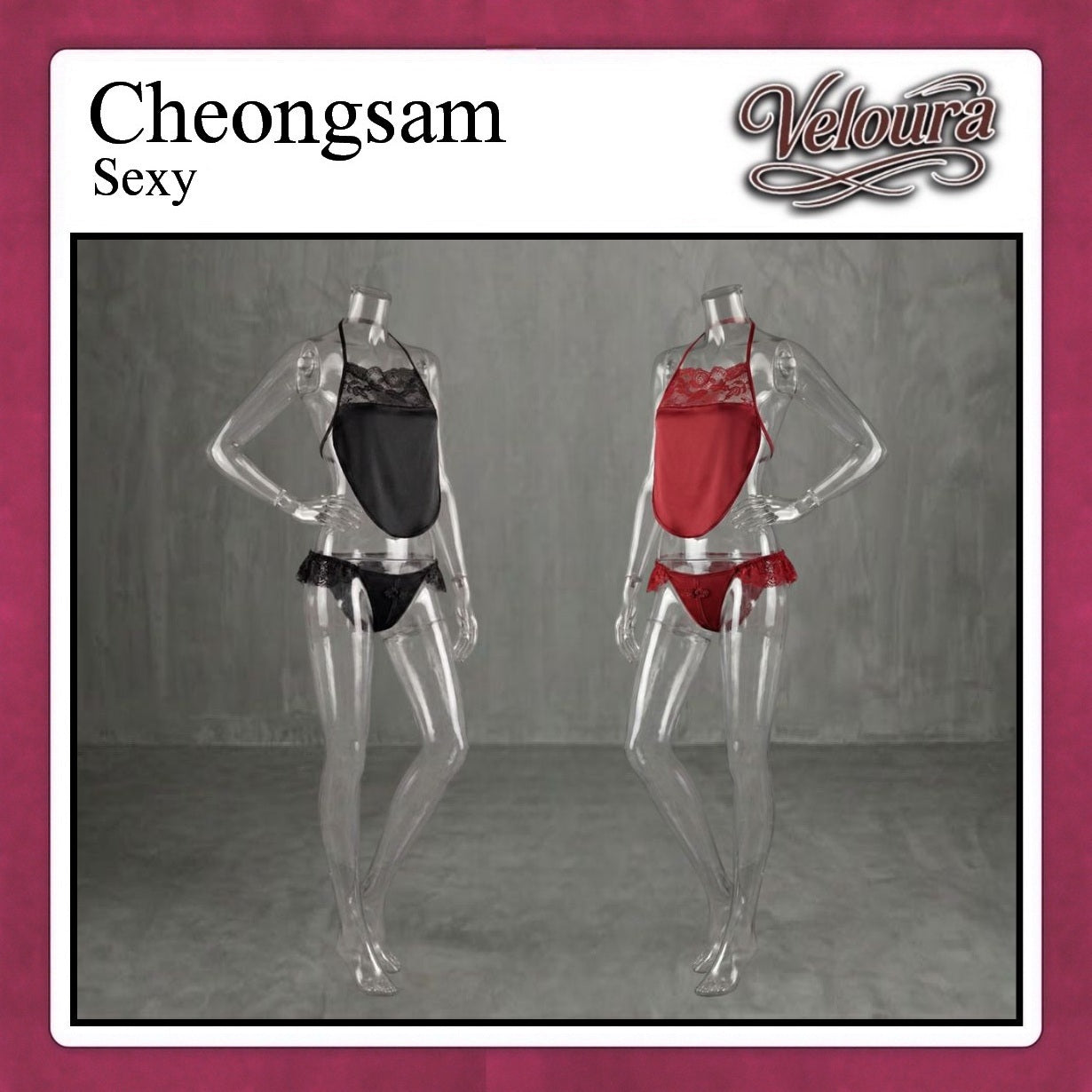 Pekalongan Veloura Pakaian Cheongsam Mini Kostum Lingerie Set Dress Sexy Model Baju China 8723