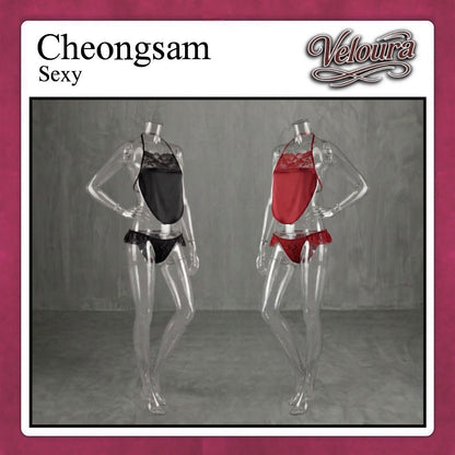 Pekalongan Veloura Pakaian Cheongsam Mini Kostum Lingerie Set Dress Sexy Model Baju China 8723