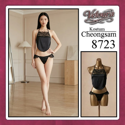 Pekalongan Veloura Pakaian Cheongsam Mini Kostum Lingerie Set Dress Sexy Model Baju China 8723