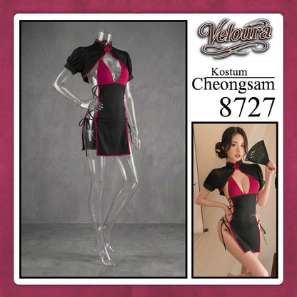 Pekalongan Veloura Pakaian Cheongsam Mini Kostum Lingerie Set Dress Sexy Model Baju China 8727