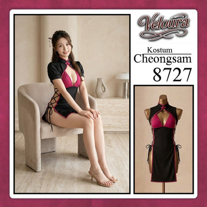 Pekalongan Veloura Pakaian Cheongsam Mini Kostum Lingerie Set Dress Sexy Model Baju China 8727