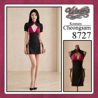 Pekalongan Veloura Pakaian Cheongsam Mini Kostum Lingerie Set Dress Sexy Model Baju China 8727