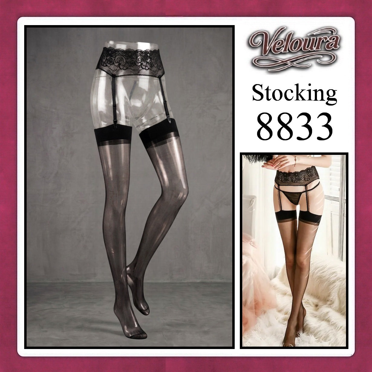 Pekalongan Veloura Stocking Suspender Tights Premium Body Stoking Garter - STG 8833