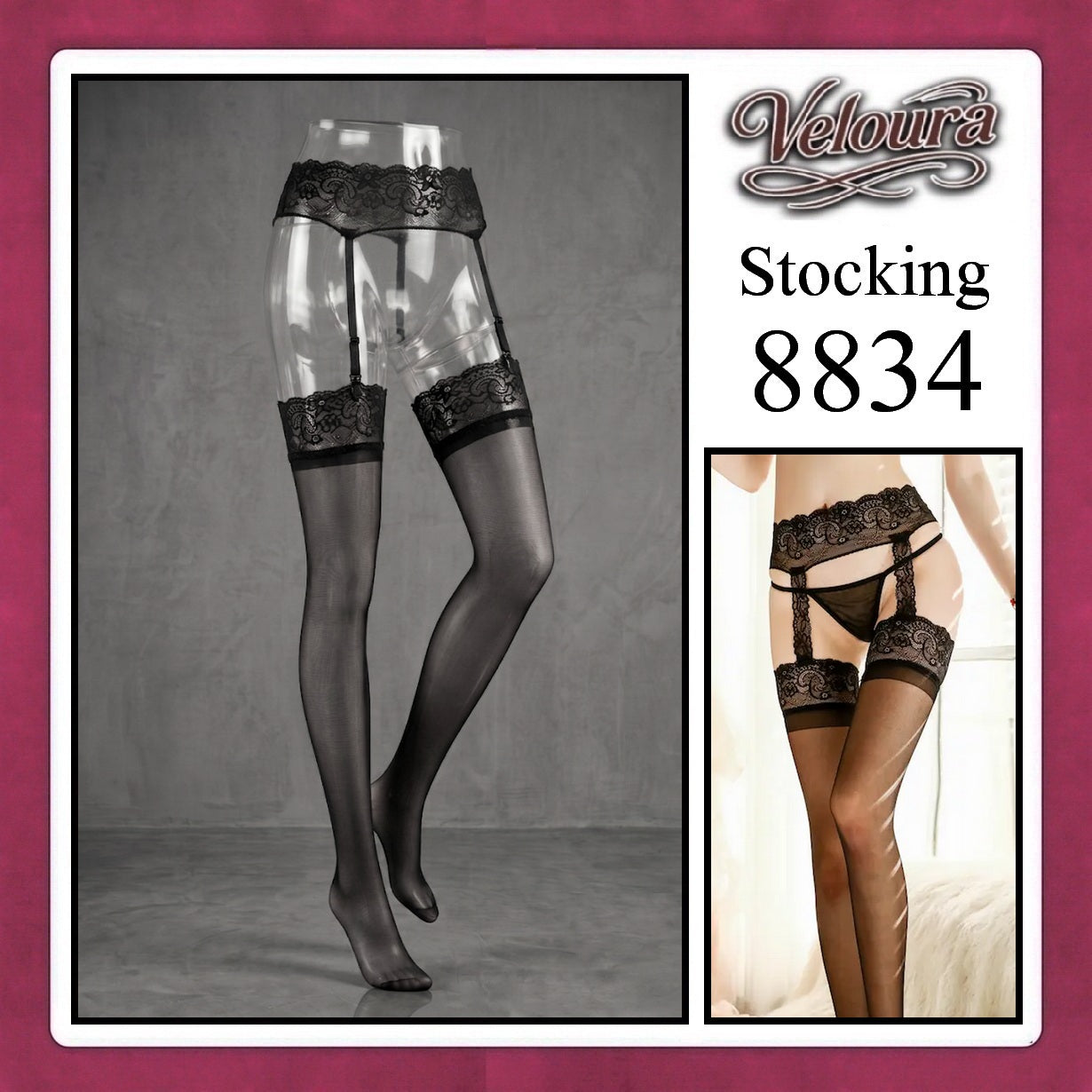 Pekalongan Veloura Stocking Suspender Tights Premium Body Stoking Garter - STG 8834