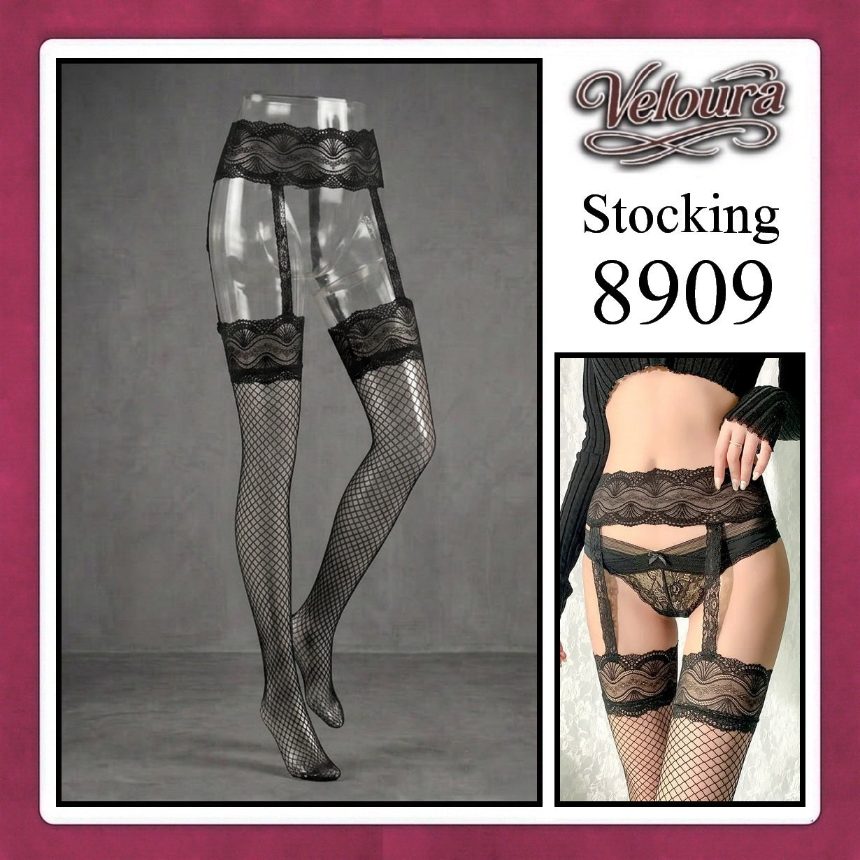 Pekalongan Veloura Stocking Suspender Tights Premium Body Stoking Garter - STG 8909