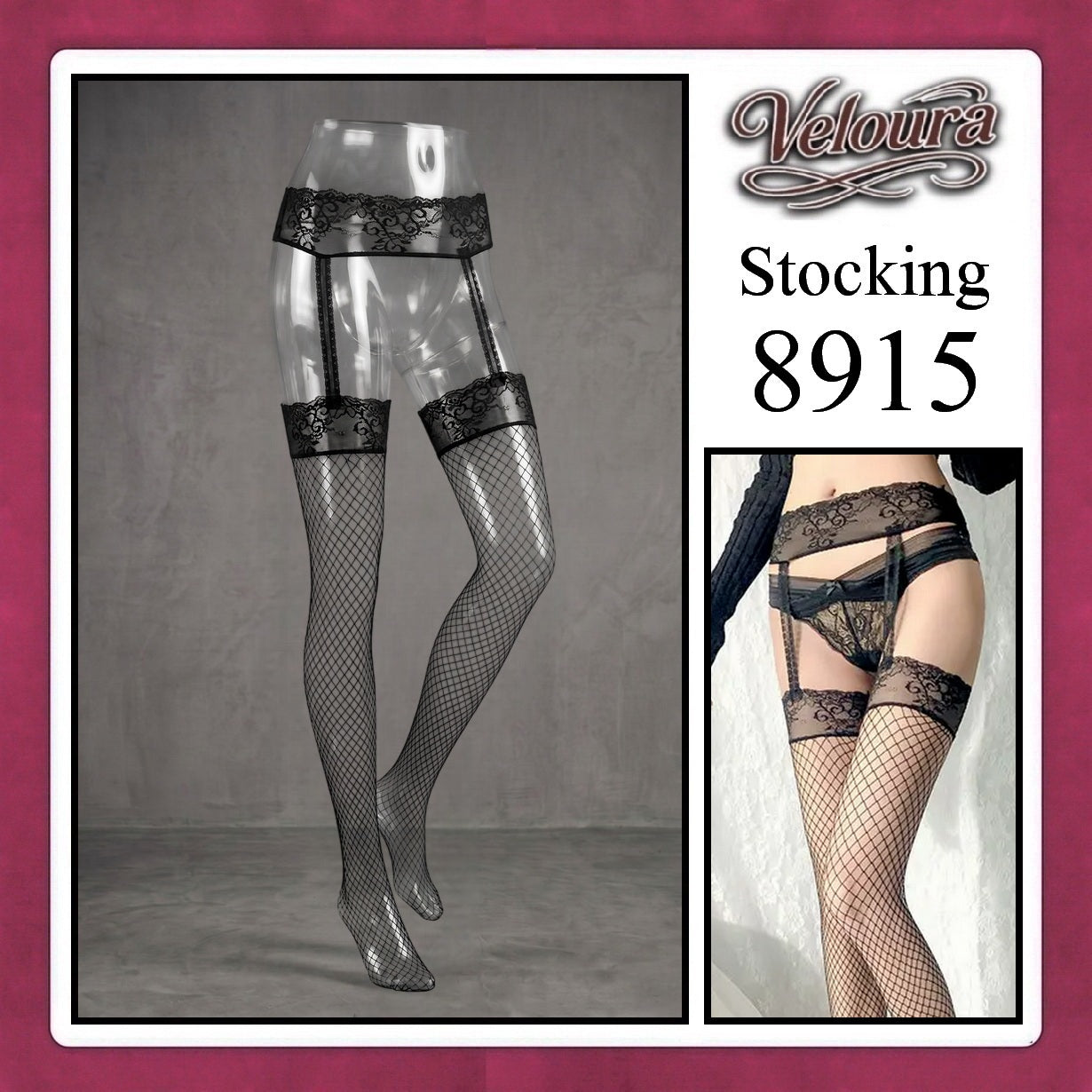 Pekalongan Veloura Stocking Suspender Tights Premium Body Stoking Garter - STG 8915