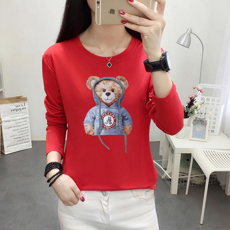 Kaos Lengan Panjang Kekinian Teddy Bear Lucu Kaos Oversize T-shirt Beruang Lucu Unik Unisex Berkualitas Korean Style