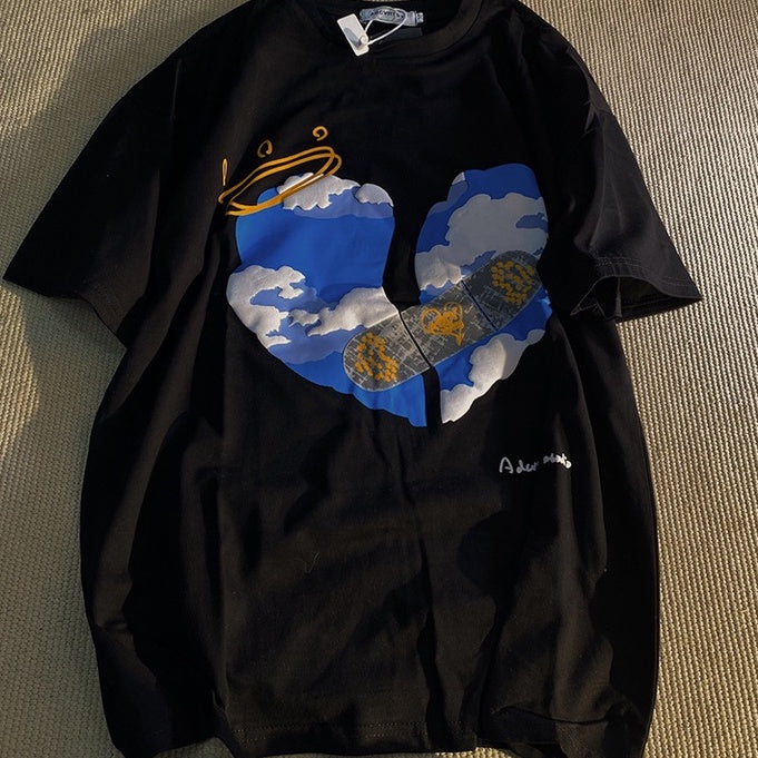 Kaos Oversize Awan Love Plester Angel Malaikat Kaos Trending Hype Kaos Keren Berkualitas Korean Style