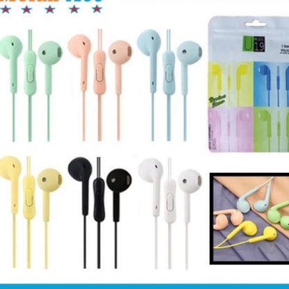 Pekanbaru Headset Macaron U19 Hifi Stereo Extra Bass Handsfree Matte Colorfull Earphone