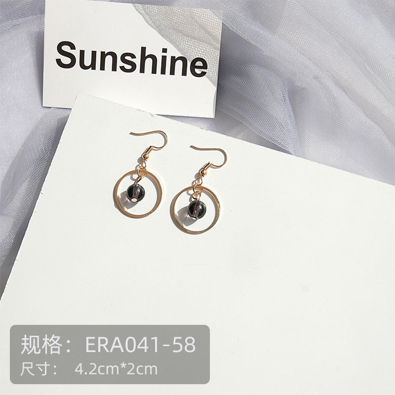 Anting Wanita Hitam Love Bunga Permata Black Pearl Earrings Anting Besar Anting Panjang Anting Drop Anting Hoop Berkualitas Korean Style