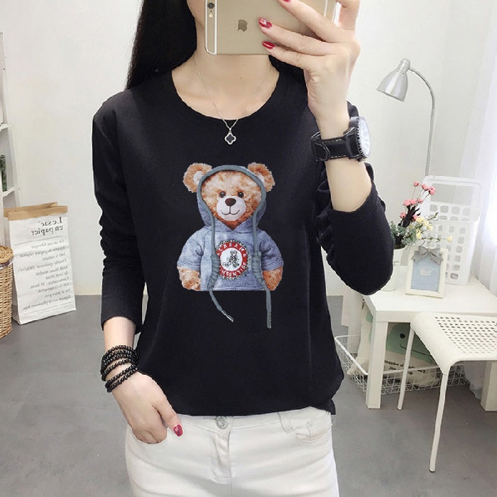 Kaos Lengan Panjang Kekinian Teddy Bear Lucu Kaos Oversize T-shirt Beruang Lucu Unik Unisex Berkualitas Korean Style
