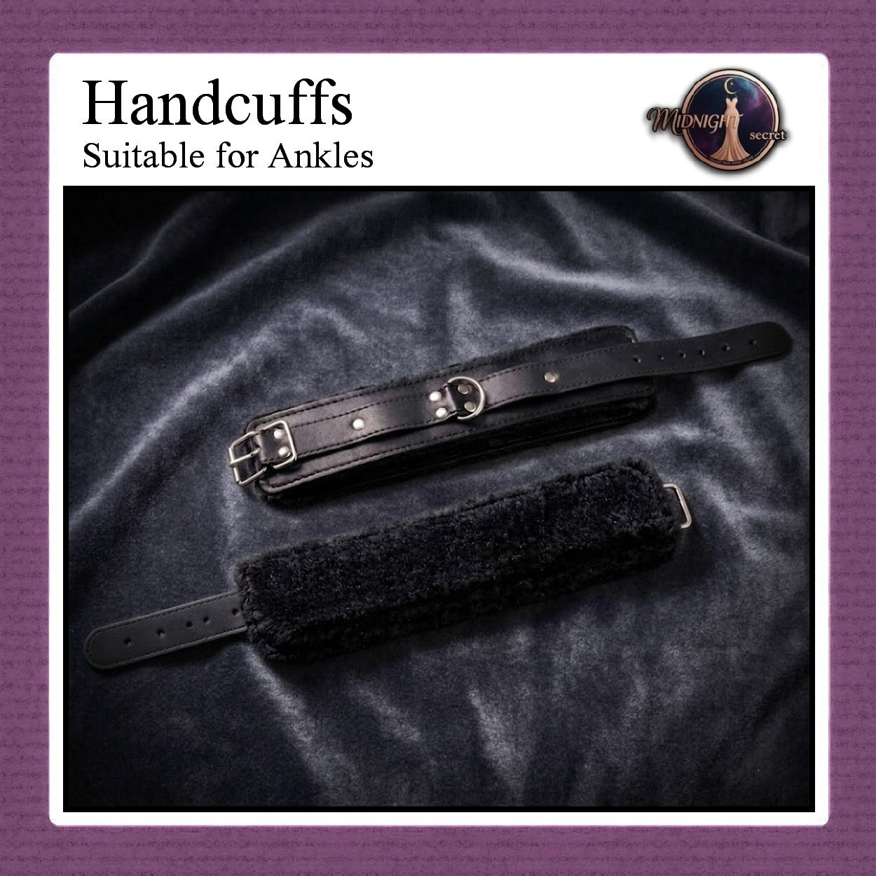 Pekalongan Midnight Handcuffs - Borgol Tangan Velvet PU Leather - Wrist Band