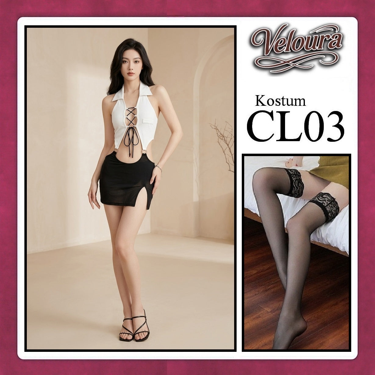 Pekalongan Veloura Pakaian Wanita Setelan Atas Bawah Baju Kostum Lingerie - CL03