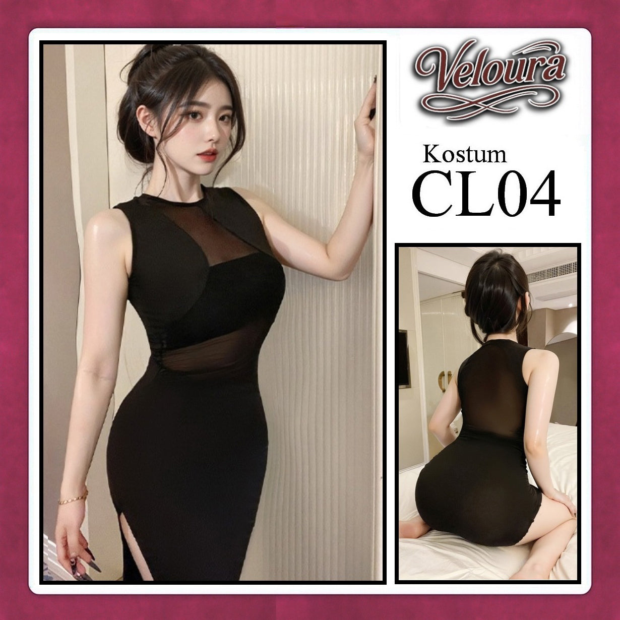 Pekalongan Veloura Pakaian Wanita Long Dress Panjang Hitam - CL04