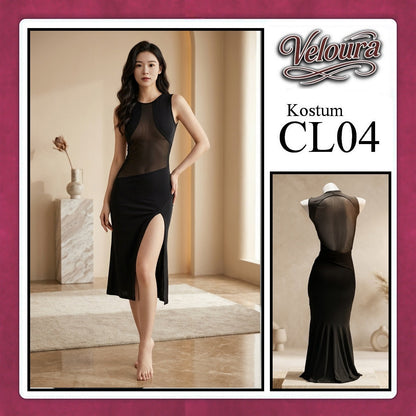 Pekalongan Veloura Pakaian Wanita Long Dress Panjang Hitam - CL04
