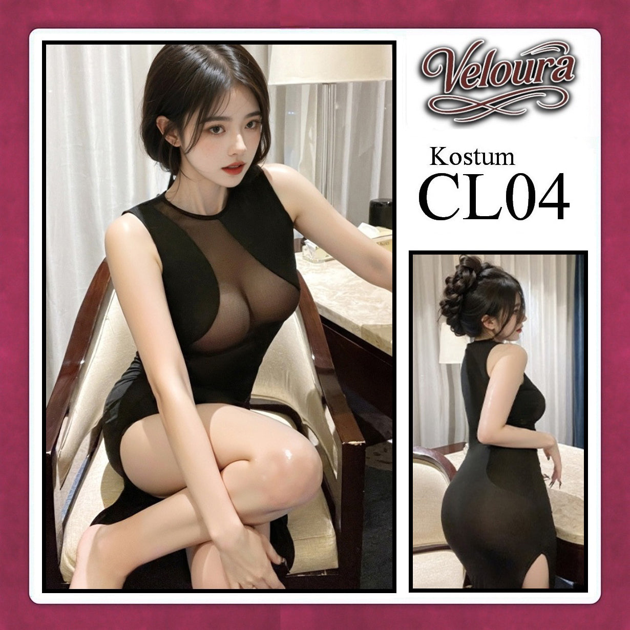 Pekalongan Veloura Pakaian Wanita Long Dress Panjang Hitam - CL04