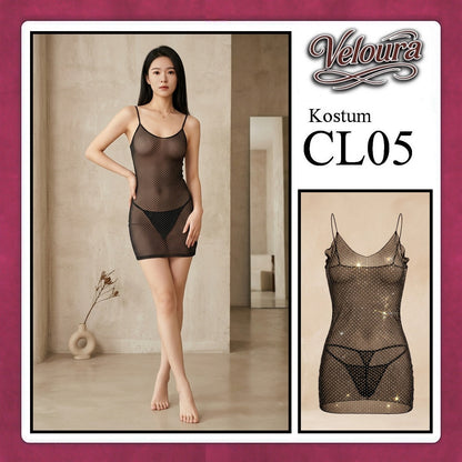 Pekalongan Veloura Pakaian Set Wanita Dress Malam / Pesta / Kostum Cosplay Seksi Transparant Tema - CL05