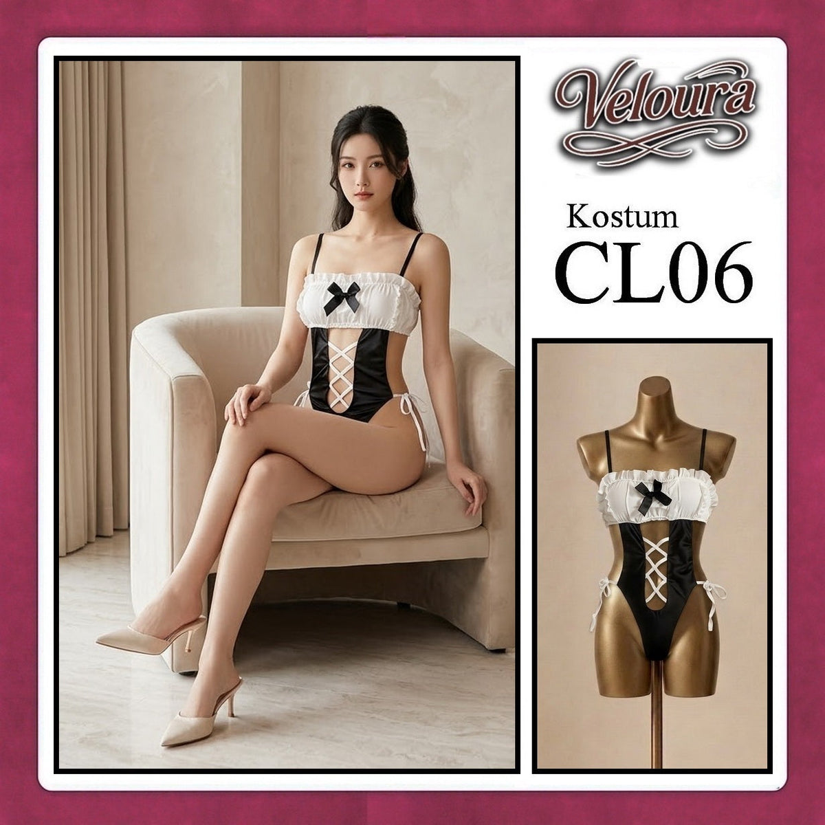 Pekalongan Veloura Pakaian Set Wanita Dress Malam / Pesta / Kostum Cosplay Seksi Transparant Tema - CL06