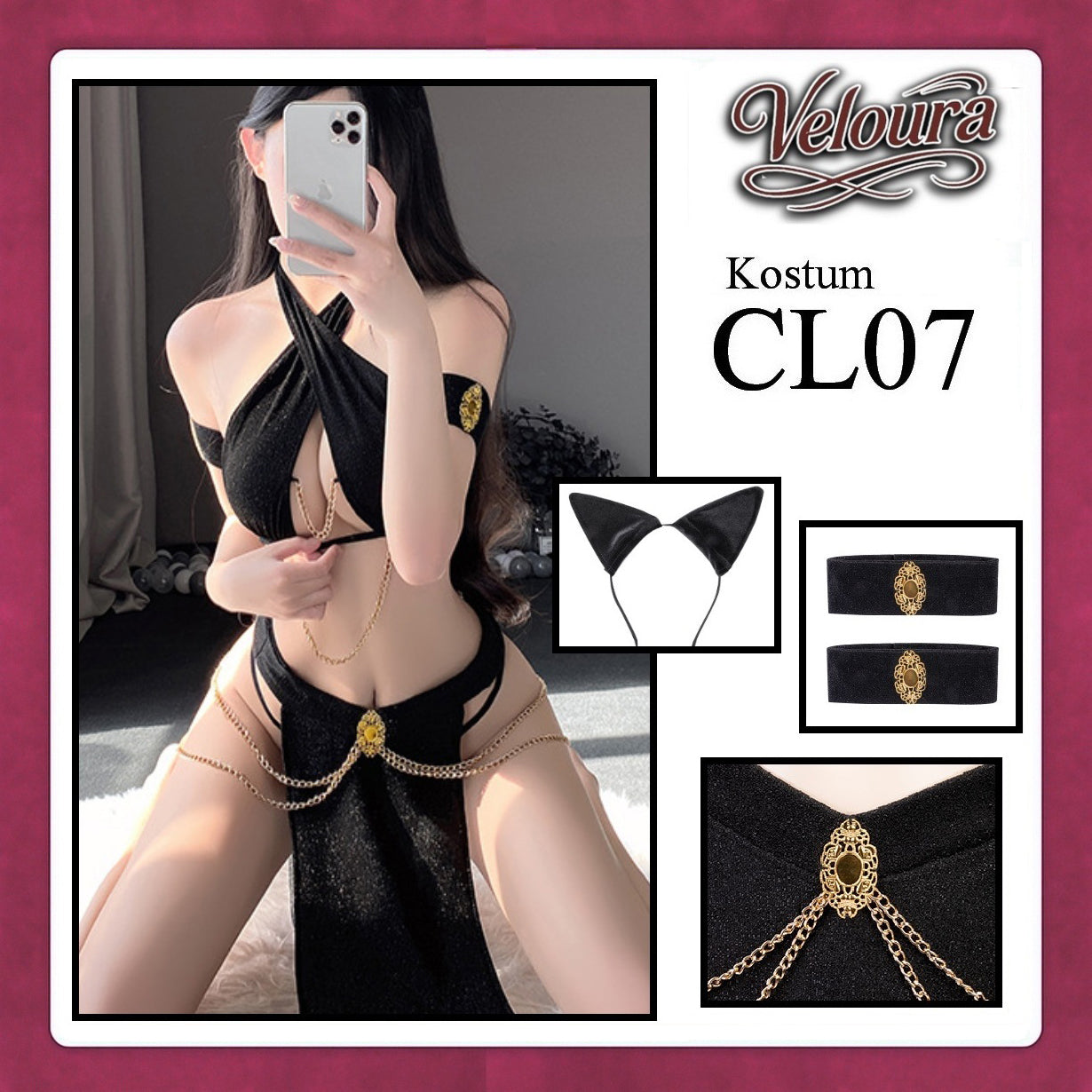 Pekalongan Veloura Sexy Lingerie Pakaian Dress Malam Kostum Egyptian Queen Cleopatra / Assassin - CL07