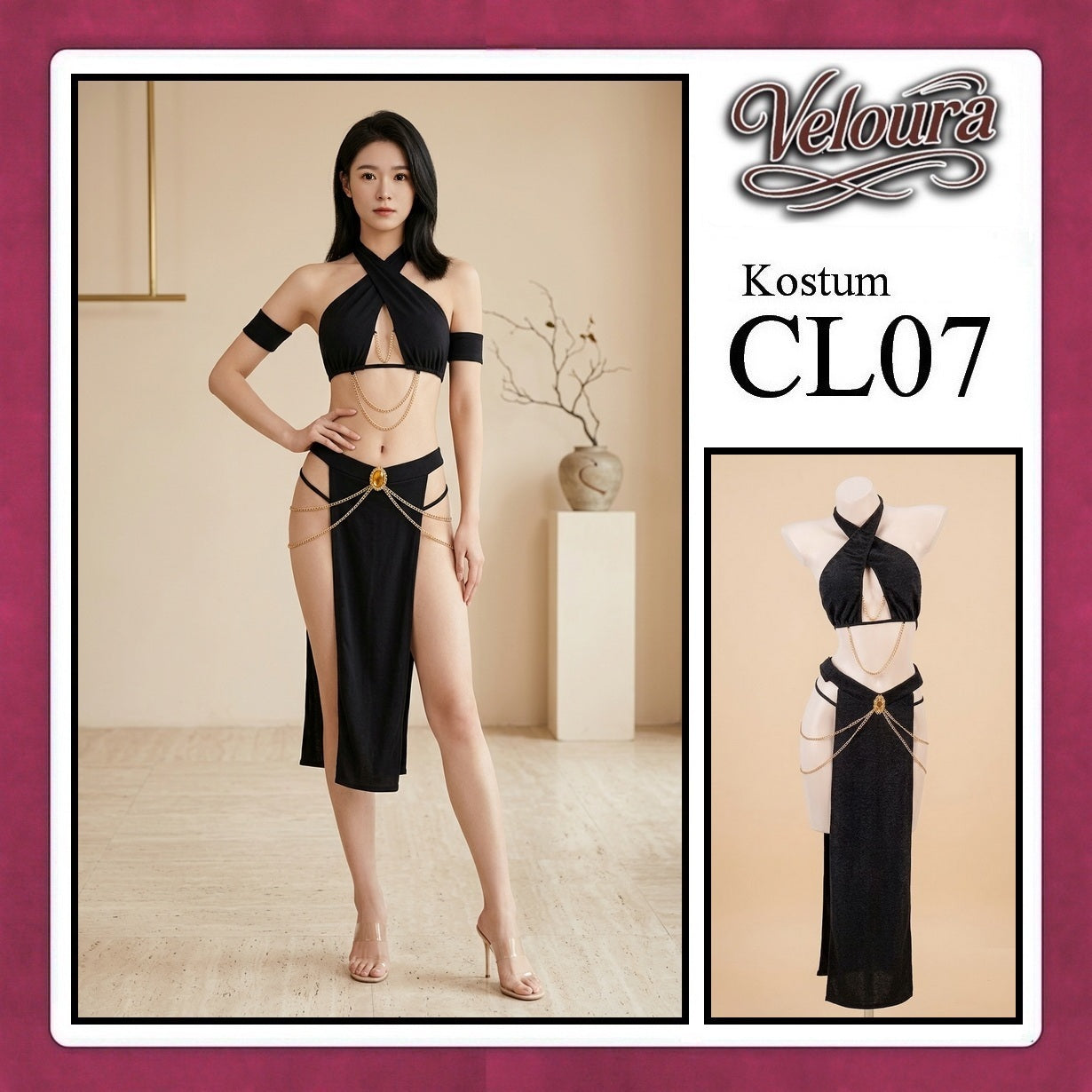 Pekalongan Veloura Sexy Lingerie Pakaian Dress Malam Kostum Egyptian Queen Cleopatra / Assassin - CL07