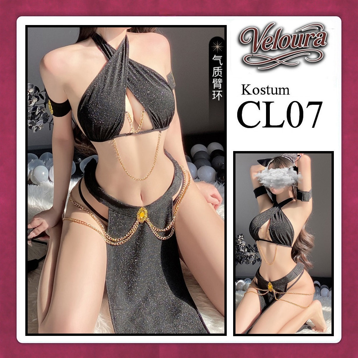 Pekalongan Veloura Sexy Lingerie Pakaian Dress Malam Kostum Egyptian Queen Cleopatra / Assassin - CL07