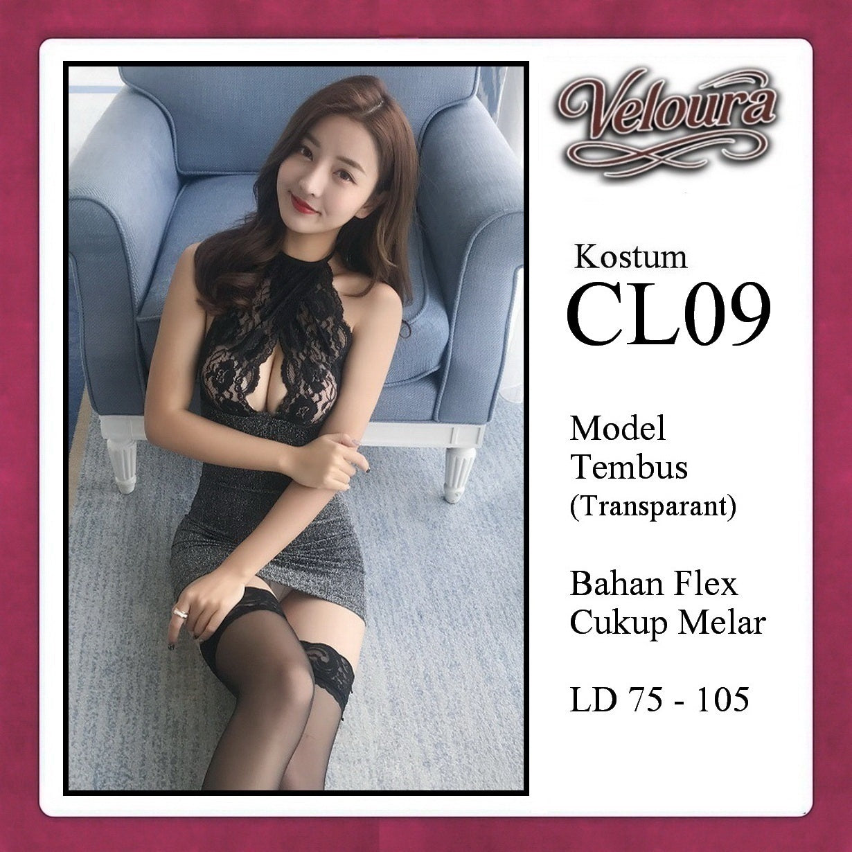 Pekalongan Veloura Sexy Lingerie Pakaian Wanita Dress Malam Kostum Tema Seksi Lady - CL09