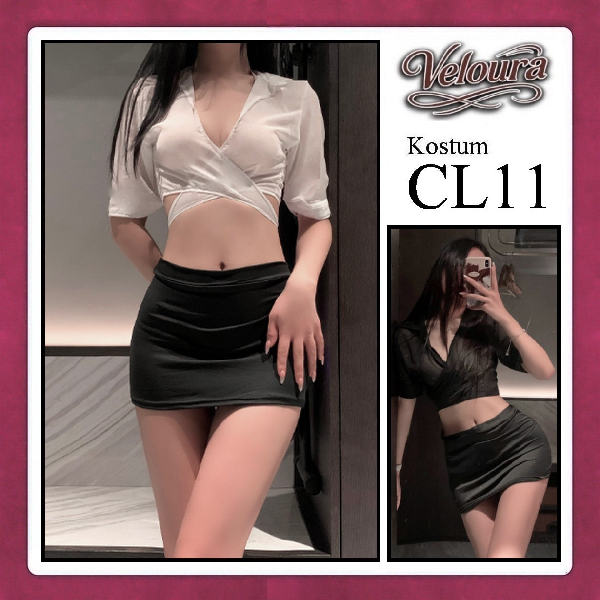 Pekalongan Veloura Pakaian Set Wanita Kemeja Kerja Kostum Tema Sekertaris - CL11