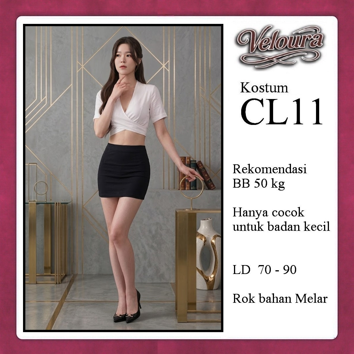 Pekalongan Veloura Pakaian Set Wanita Kemeja Kerja Kostum Tema Sekertaris - CL11