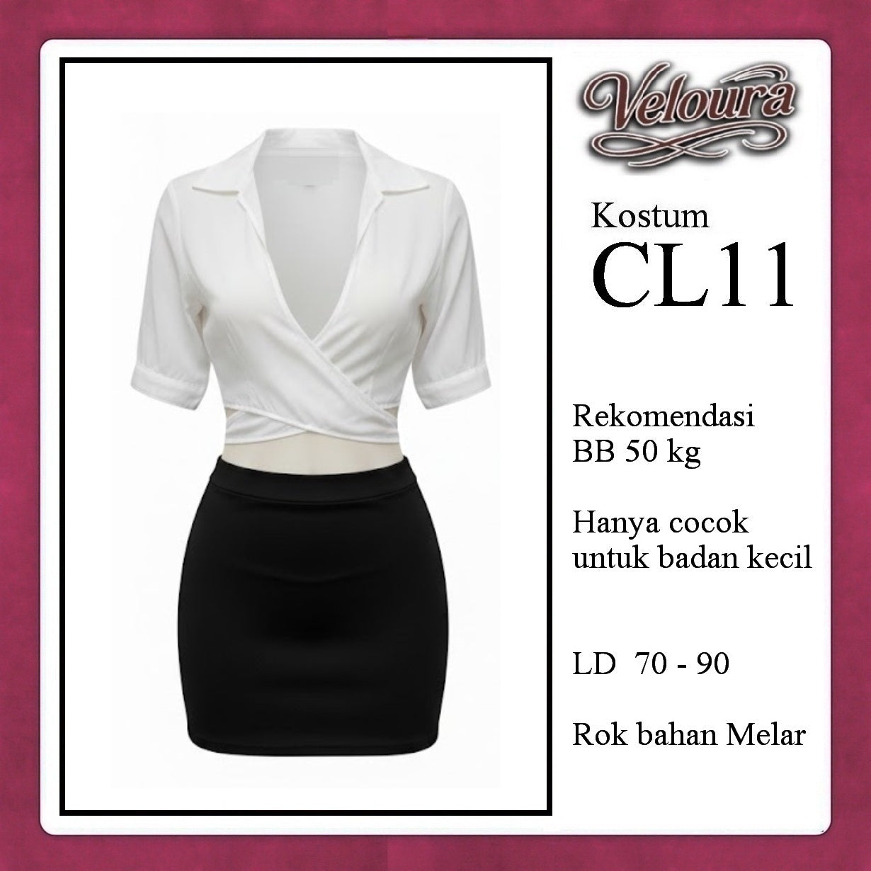 Pekalongan Veloura Pakaian Set Wanita Kemeja Kerja Kostum Tema Sekertaris - CL11