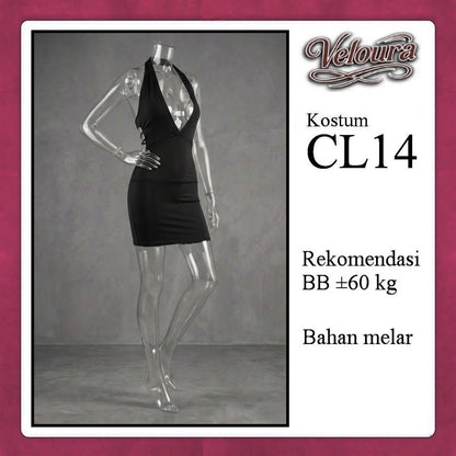 Pekalongan Veloura Pakaian Wanita Set Short Dress Hitam - CL14
