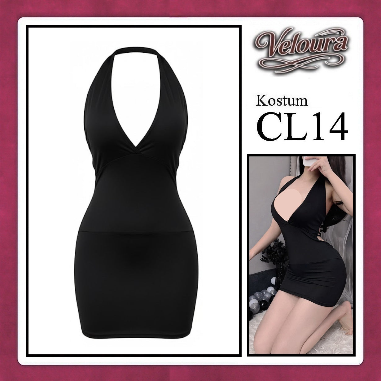 Pekalongan Veloura Pakaian Wanita Set Short Dress Hitam - CL14
