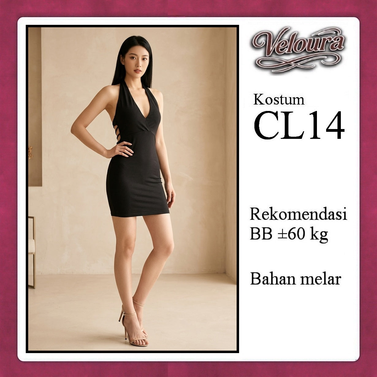 Pekalongan Veloura Pakaian Wanita Set Short Dress Hitam - CL14