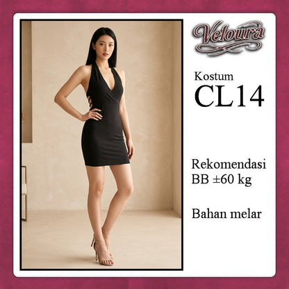 Pekalongan Veloura Pakaian Wanita Set Short Dress Hitam - CL14