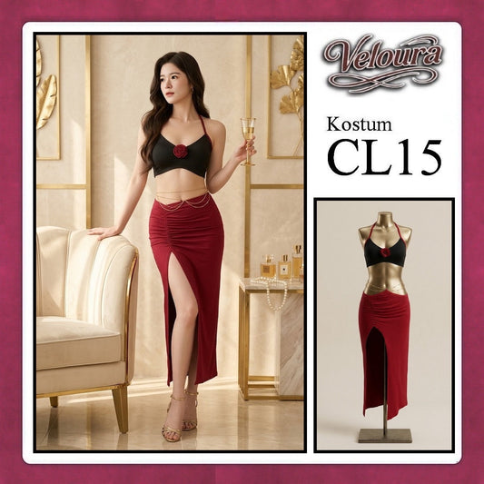 Pekalongan Veloura Pakaian Dress Wanita Casual Seksi Elegant - CL15 - Black Red
