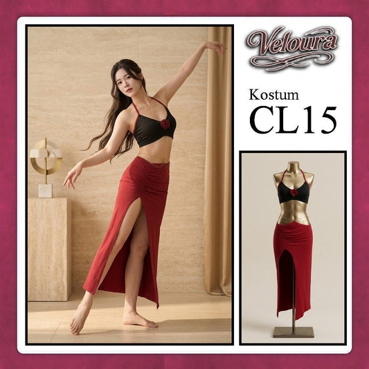 Pekalongan Veloura Pakaian Dress Wanita Casual Seksi Elegant - CL15 - Black Red