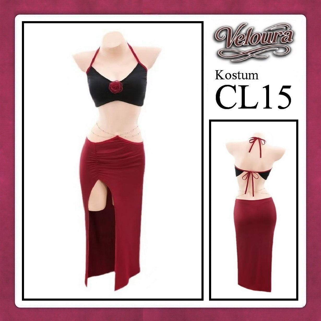 Pekalongan Veloura Pakaian Dress Wanita Casual Seksi Elegant - CL15 - Black Red
