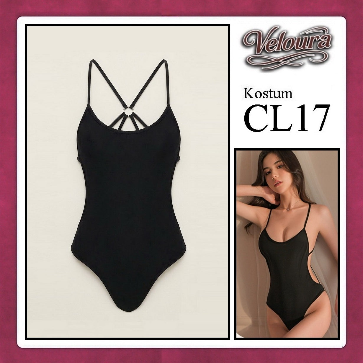Pekalongan Veloura Pakaian Wanita Sexy Lingerie - CL17 - Cross Back / Black Gray