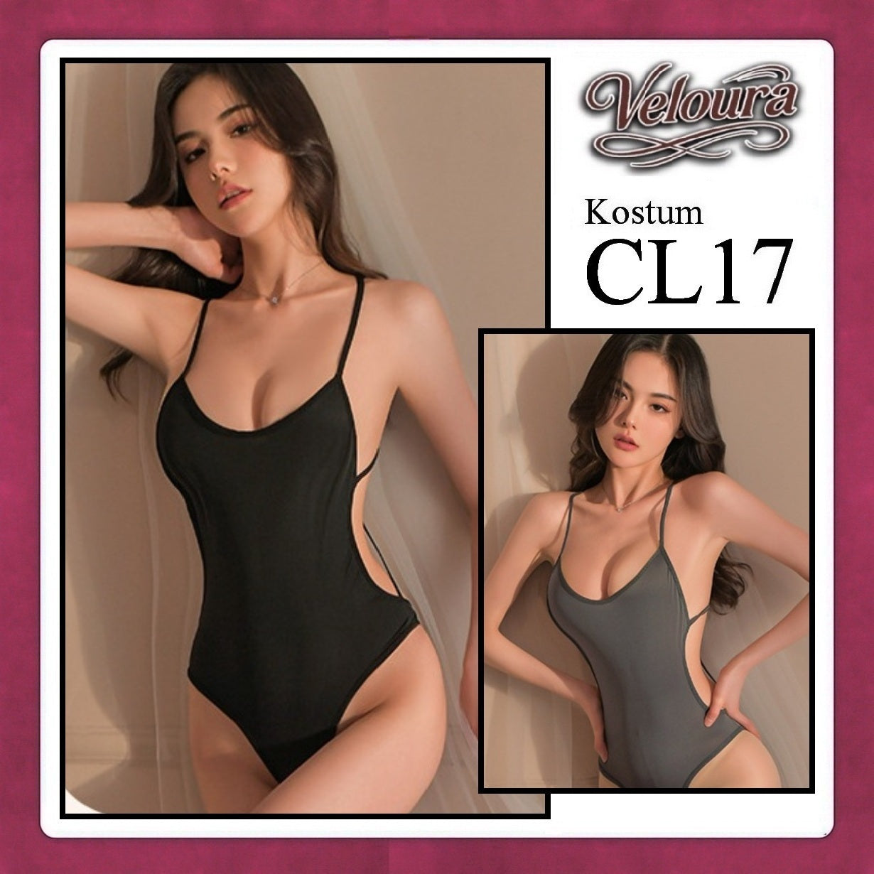 Pekalongan Veloura Pakaian Wanita Sexy Lingerie - CL17 - Cross Back / Black Gray