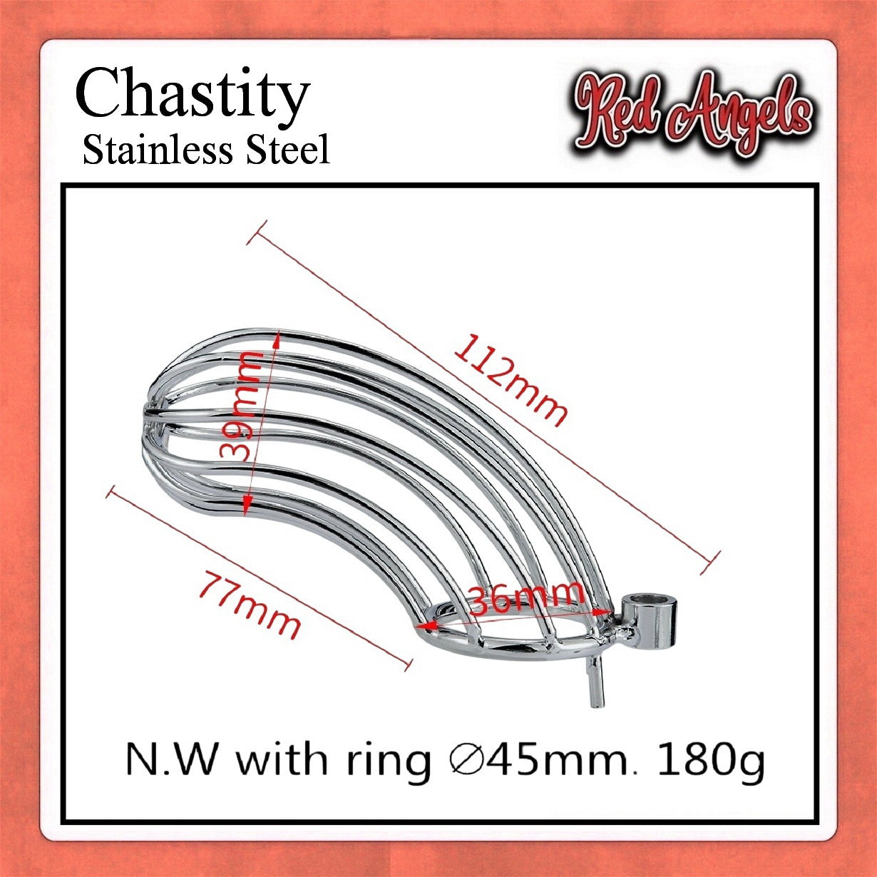 Pekalongan Red Angels Chasity Cage Stainless Pria