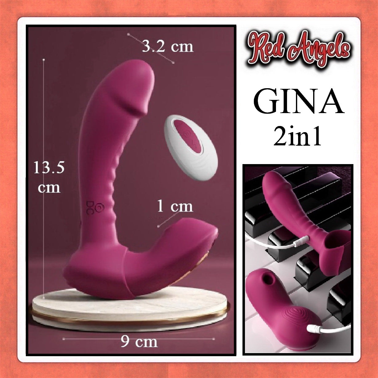 Pekalongan Red Angels Vibrator Gina 2 in 1 Removable With Remote