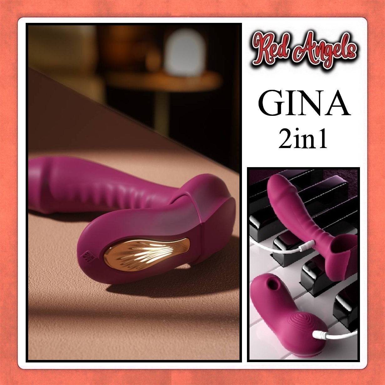 Pekalongan Red Angels Vibrator Gina 2 in 1 Removable With Remote