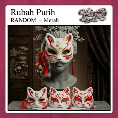 Pekalongan Veloura Cosplay Rubah Putih – Topeng Tradisional Kitsune Japanese Fox Mask